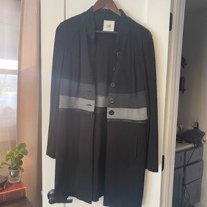 CAbi Black Zipper Buttonup Trench Jacket